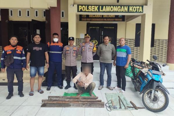 Polsek Lamongan Kota Tangani Kasus Pencurian Besi Penahan Rel Kereta Api