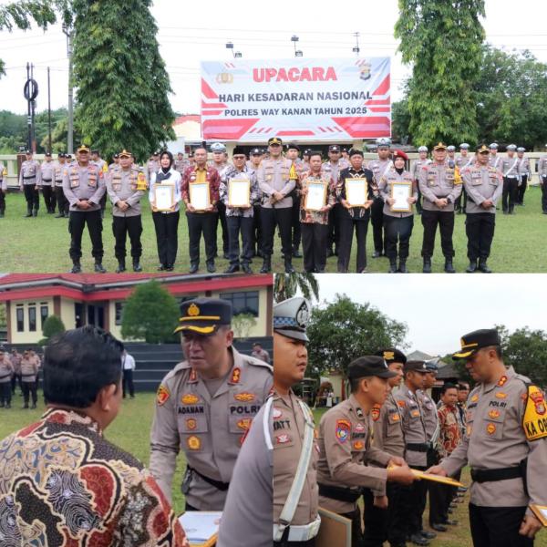 Kapolres AKBP Adanan Mangopang Beri Penghargaan Personel Polri dan Tokoh di Way Kanan