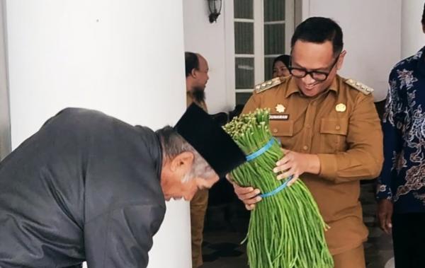 Ungkap Syukur Hasil Panen, Petani Tenjolaya Bawa Palawija dan Sayur Mayur ke Pendopo Bupati Lebak