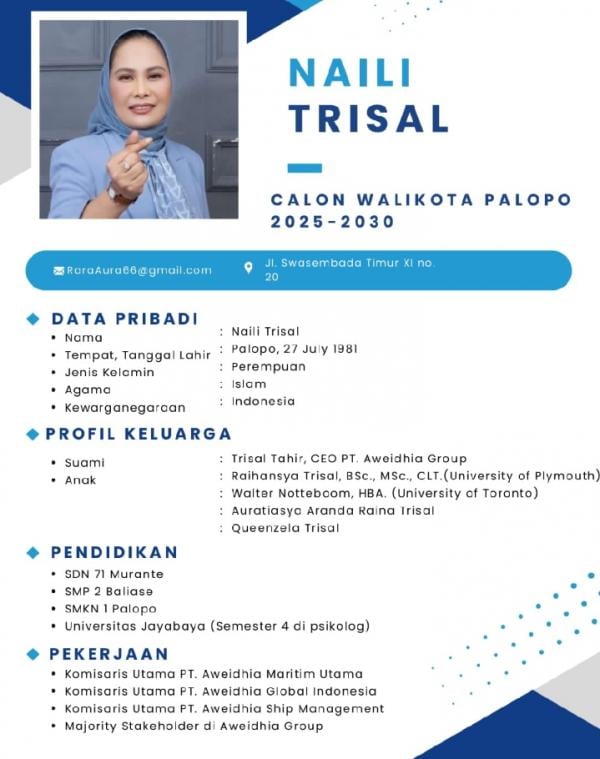 Naili Trisal Mencuat Sebagai Pengganti Trisal Tahir di Pilkada Palopo 2025, Ini Profilnya