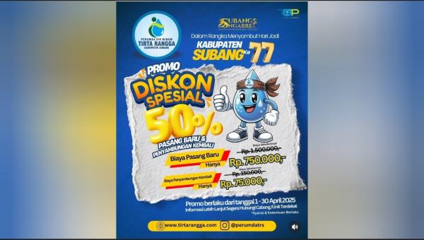 Sambut Hari Jadi Subang ke-77, Perumda Tirta Rangga Beri Diskon 50% Pemasangan Air Baru