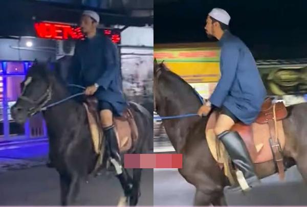 Kata Netizen: Berasa Kayak Umar Bin Khatab, Terkait Viral Aksi Pria Berangkat Tarawih dengan Berkuda