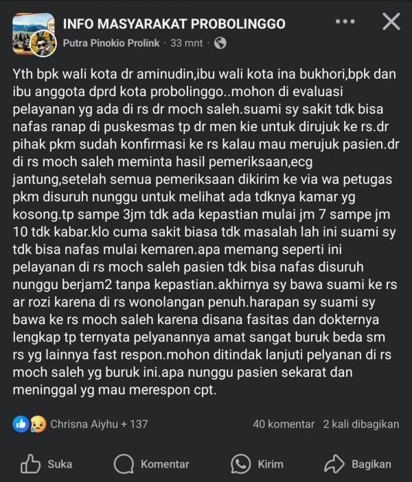 Viral Kritik Pelayanan RSUD dr. Moh Saleh, Ini Penjelasan Direktur Rumah Sakit