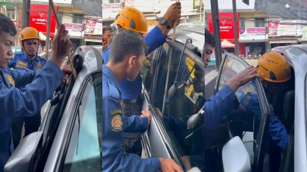 Bukan Padamkan Api, Petugas Damkar Tasikmalaya Bantu Buka Mobil Terkunci di Jalan Siliwangi