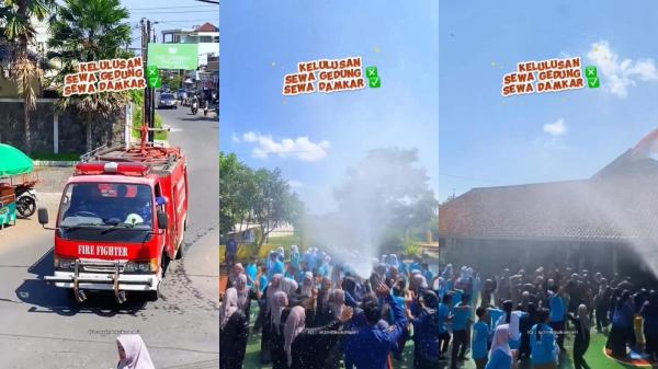 Kelulusan Anti-Mainstream! SDN 4 Sukasari Rayakan dengan Guyuran Air Damkar Tasikmalaya