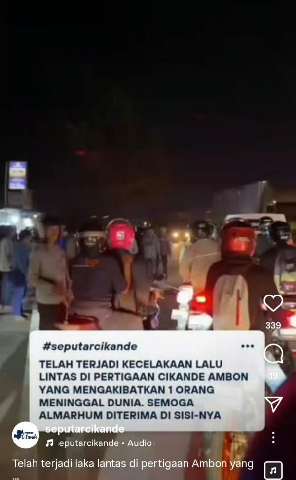Breaking News! Pengendara Motor Tewas dalam Kecelakaan Tragis  di Pertigaan Cikande Ambon-Serang