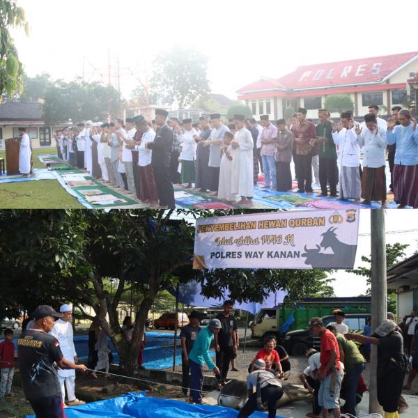 Polres Way Kanan Gelar Salat Bersama dan Penyembelihan Hewan Kurban Idul Adha 1446 H
