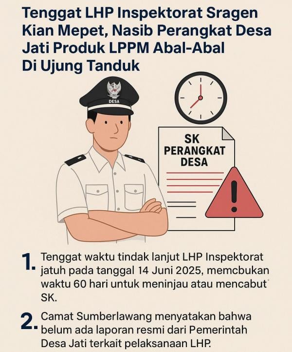 LHP Inspektorat Sragen Kian Mepet, Nasib Perangkat Desa Jati Produk LPPM Abal-Abal di Ujung Tanduk