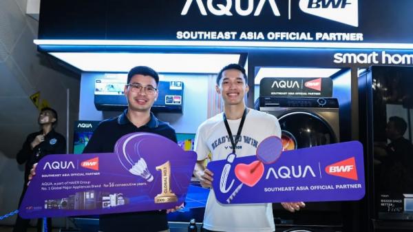 Merajut Kedekatan, AQUA Elektronik Gelar Meet and Greet Jonatan Christie di Indonesia Open 2025