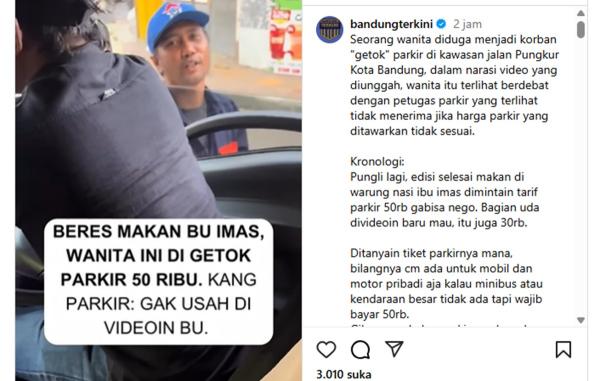 Viral! Diduga Korban Parkir Liar di Pungkur Bandung, Diminta Bayar Rp 50 Ribu Usai Makan