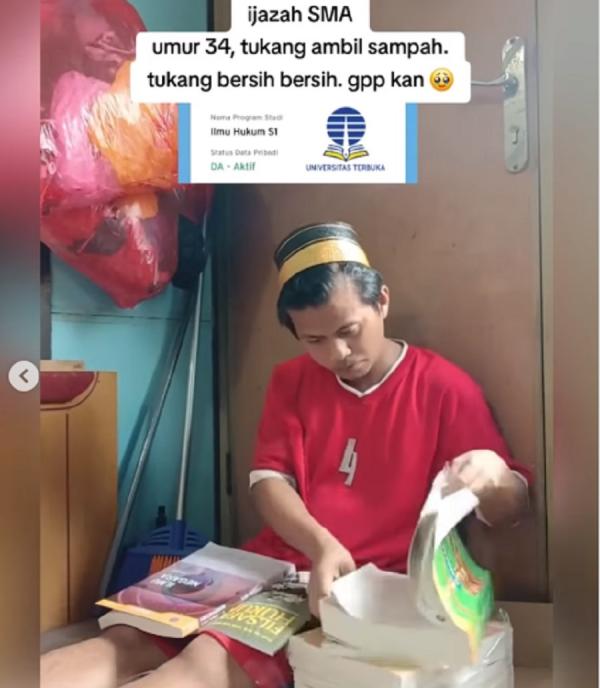 Viral Tukang Sampah Usia 34 Tahun Kuliah S1 Ilmu Hukum, Banjir Pujian!