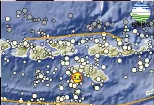 NTT Diguncang Gempa Besar M5,8  Tidak Berpontesi Tsunami