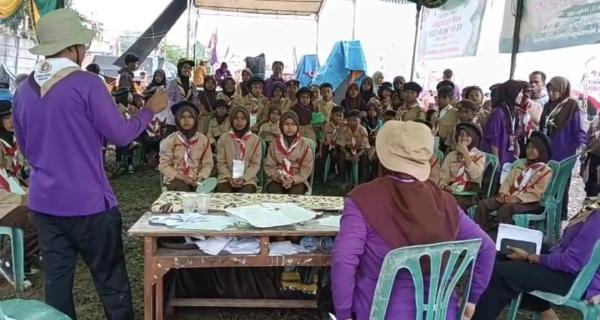 Hari Pramuka ke-64 di Jawilan Kabupaten Serang, Tetap Semangat Meski Diguyur Hujan