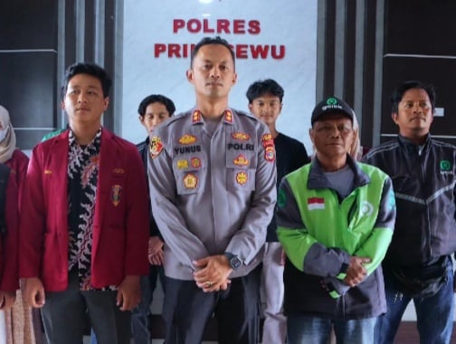 Jaga Keamanan Daerah, Kapolres Pringsewu Bersama Ojol dan Mahasiswa Serukan Kondusifitas