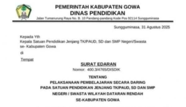 Situasi Tidak Kondusif, Sekolah di Gowa Terapkan Belajar Daring