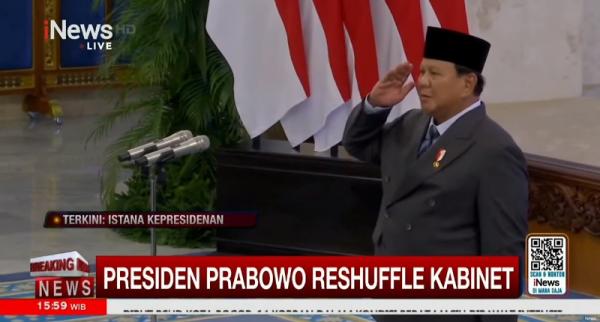 Presiden Prabowo Resmi Reshuffle Kabinet, Ini Daftar 5 Menteri yang Dicopot