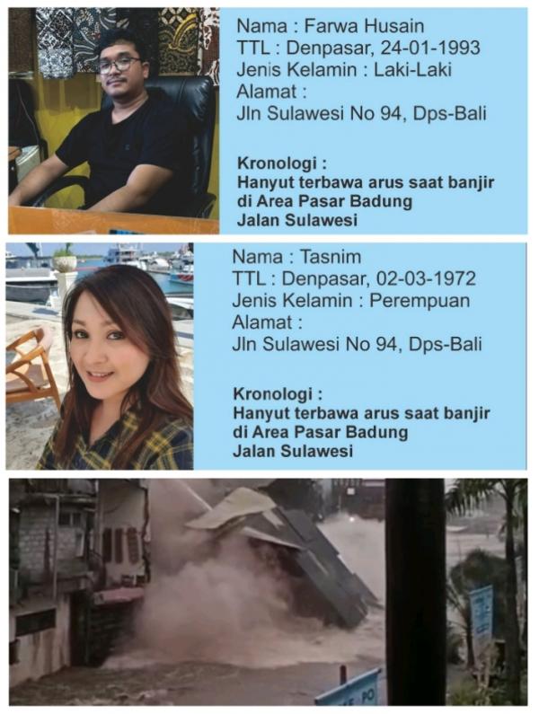 Tragedi Banjir Denpasar, Ibu dan Anak Pemilik Bangunan Rubuh di Tukad Badung Dilaporkan Hilang