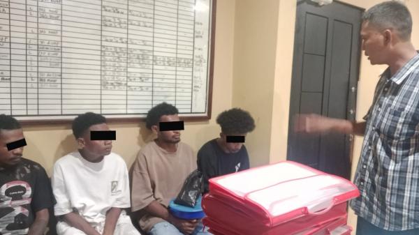 Empat Terduga Pelaku Pengeroyokan di Argapura Diamankan Polresta Jayapura Kota‎