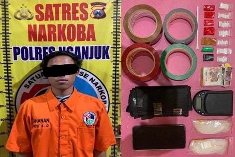 Polisi Tangkap Pemuda di Sawahan Nganjuk, Amankan 3,69 Gram Sabu