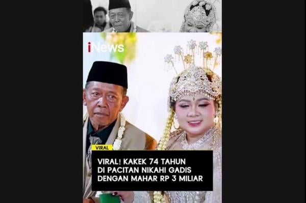 Viral Kakek 74 Tahun Nikahi Gadis Pacitan, Beri Mahar Cek Rp3 Miliar Ternyata Palsu