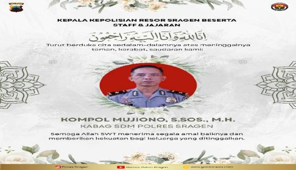 Polres Sragen Berduka: Kabag SDM Kompol Mujiono Wafat Usai Berolahraga, Dikenal Sosok Humanis