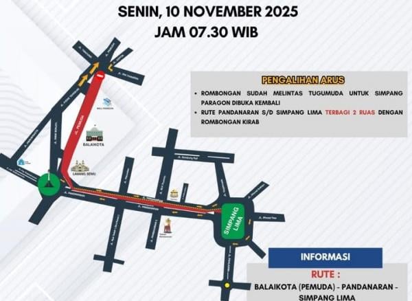 Ada Kirab Merah Putih di Semarang Hari Ini, Hindari Akses Jalan Pemuda-Pandanaran-Simpang Lima