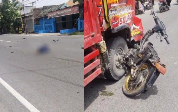 Diduda Rem Blong, Motor Hantam Truk di Jalan Bojonegoro-Dander hingga Tersangkut