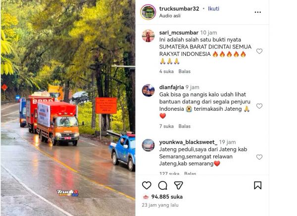 Viral Truk Bantuan Pemprov Jateng Melintasi Tanjakan Curam Sitinjau Lauik Sumbar, Netizen Terharu
