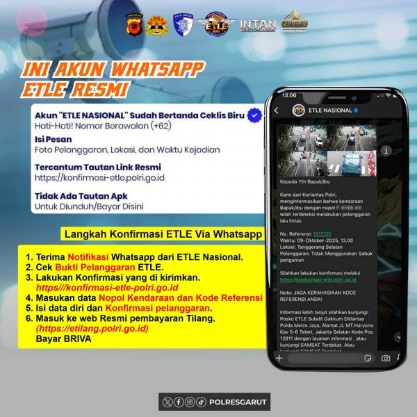 Surat Tilang ETLE Palsu Disebar Lewat WhatsApp, Data Ponsel Warga Garut Terancam