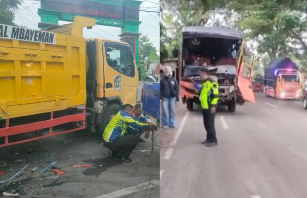 Hendak Menyalip, Bus Rajawali Indah Hantam Dump Truck di Jalan Bojonegoro–Babat