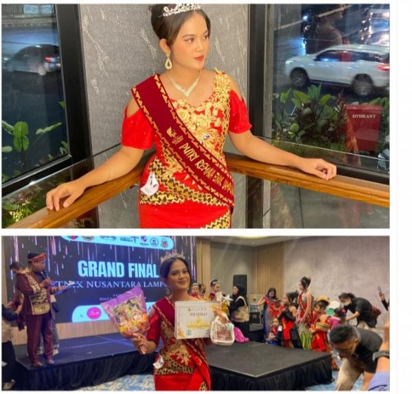 Gemilang di Panggung Budaya, Sofia Marwah Anugerah Juara Putri Etnik Nusantara Lampung