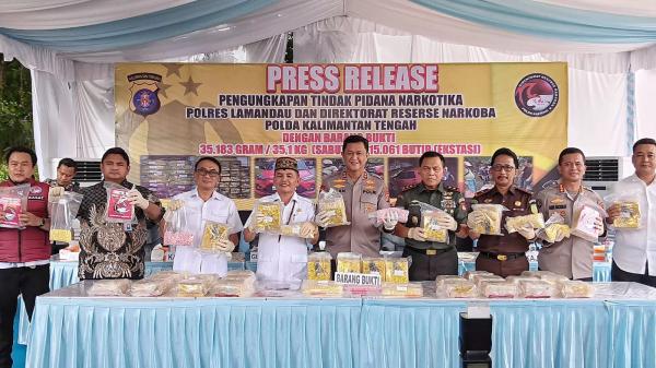 Polres Lamandau Tangkap Dua Kurir, Sita 35 Kg Sabu dan Belasan Ribu Butir Pil Ekstasi