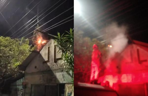 Menegangkan! Saar Kabel PLN Berteganga Tinggi di Atas Rumah Warga Kapas Bojonegoro Terbakar