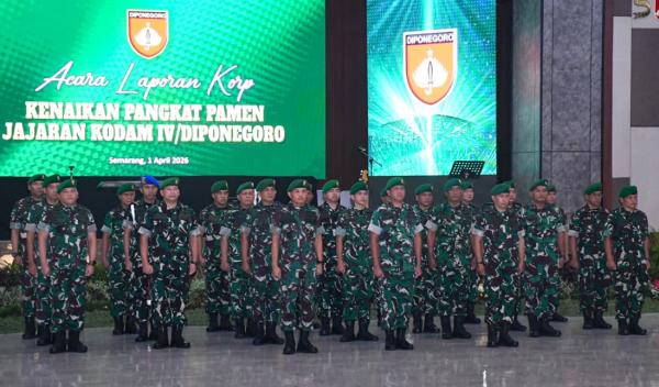 Sejumlah Perwira Kodam Diponegoro Naik Pangkat, Momentum Tingkatkan Profesionalisme dan Kualitas