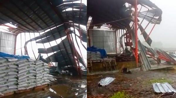 Hujan Disertai Angin Kencang Terjang Gayam Bojonegoro, Gudang Pupuk Porak-poranda