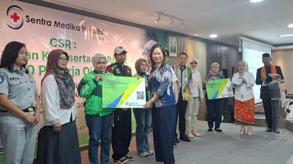 200 Ojol di Depok Tersenyum, BPJS TK Dibiayai Sentra Medika Hospital Cisalak