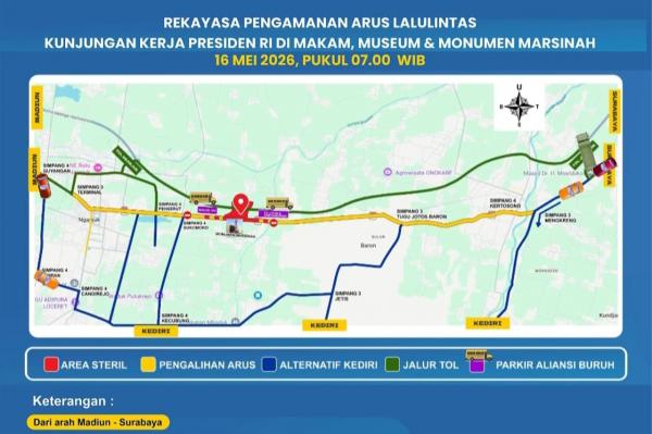 Hari Ini Presiden Kunjungi Nganjuk untuk Peresmian Museum Marsinah, Jalan Sukomoro-Ngrajek Ditutup