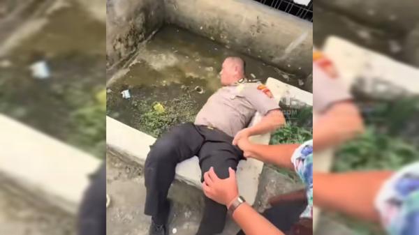 Viral! Diduga Selingkuh, Oknum Polisi Polrestabes Medan Dikejar Anak-Istri hingga Nyemplung ke Kolam