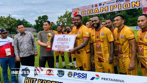 Tim Gozo FC Juara Danrem 181/PVT Cup Usai Menang Dalam Dram Adu Pinalti Atas Setda Kabsor