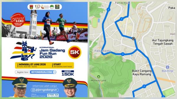Dubes Belanda hingga 1.500 Peserta Ambil Bagian, Ini Rute Lengkap Jam Gadang Run 2026 di Bukittinggi