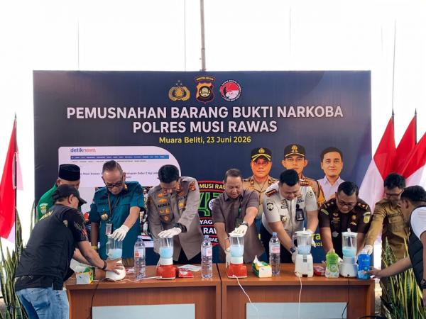 Polres Musi Rawas Musnahkan Barang Bukti Sabu Seberat 2Kg, Diblender dan Dibuang ke Toilet