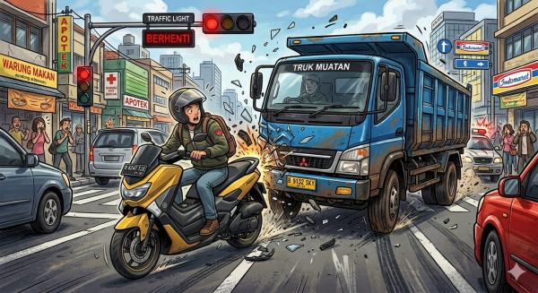 Polisi Buru Sopir Truk Penabrak Pemotor hingga Tewas di Lampu Merah Perempatan Ngampel Bojonegoro