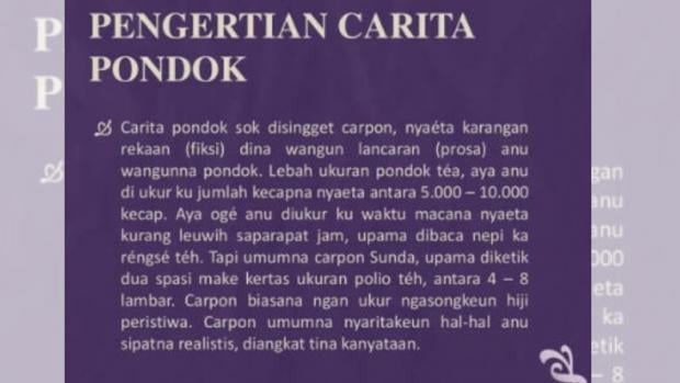 Contoh Carpon Bahasa Sunda tentang Sakola Lengkap dengan Artinya