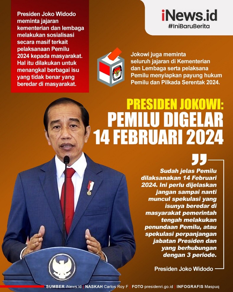 Infografis Presiden Jokowi: Pemilu Digelar 14 Februari 2024 - News+ On ...