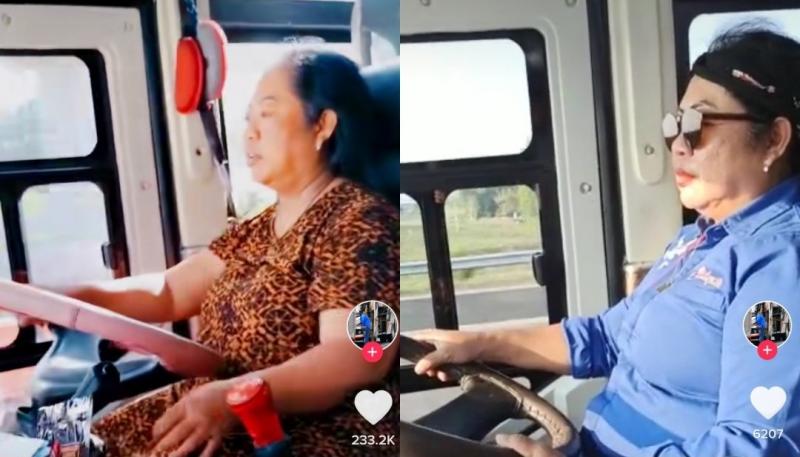 Viral Emak-Emak Pakai Daster Nyopir Bus, Bu Yayuk Ternyata Bukan Sopir ...