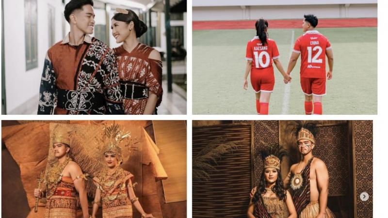 10 Potret Prewedding Kaesang-Erina, dari Busana Adat Papua hingga Baju Jersey Bola