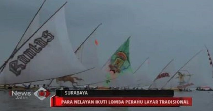 Serunya Adu Cepat Perahu Layar Tradisional di Pantai Kenjeran