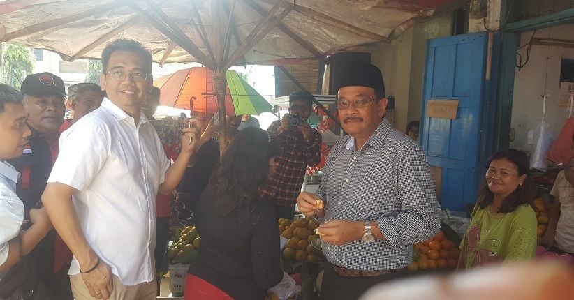 Djarot-Sihar Kunjungi Pasar Hongkong Binjai, Warga Berebut Minta Foto