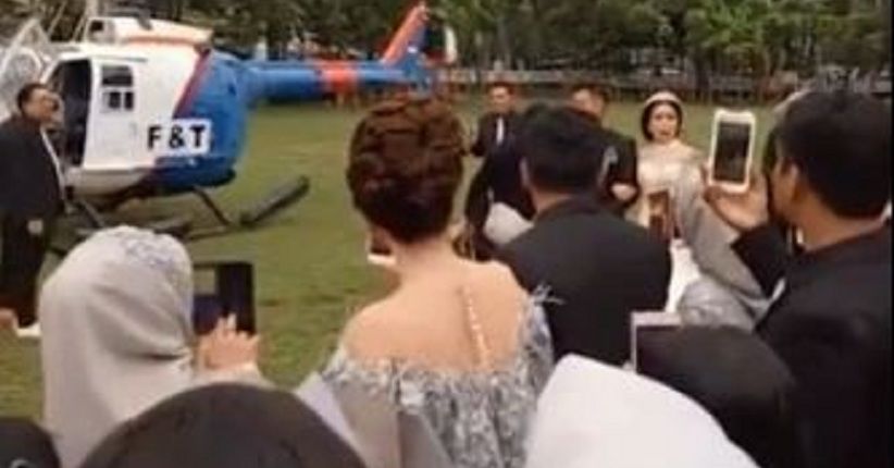 Video Pengantin Pakai Helikopter Polisi Bikin Heboh di Pematangsiantar