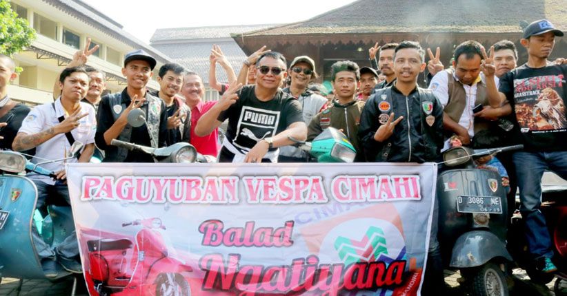 Rangkul Generasi Milenial, Kang Hasan Sambangi Komunitas Vespa Cimahi
